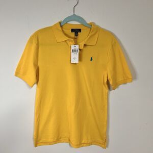 NWT Polo Ralph Lauren Boys Yellow Polo Shirt L 14-16 Blue Pony